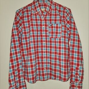 Hollister Red and Blue Plaid Shirt